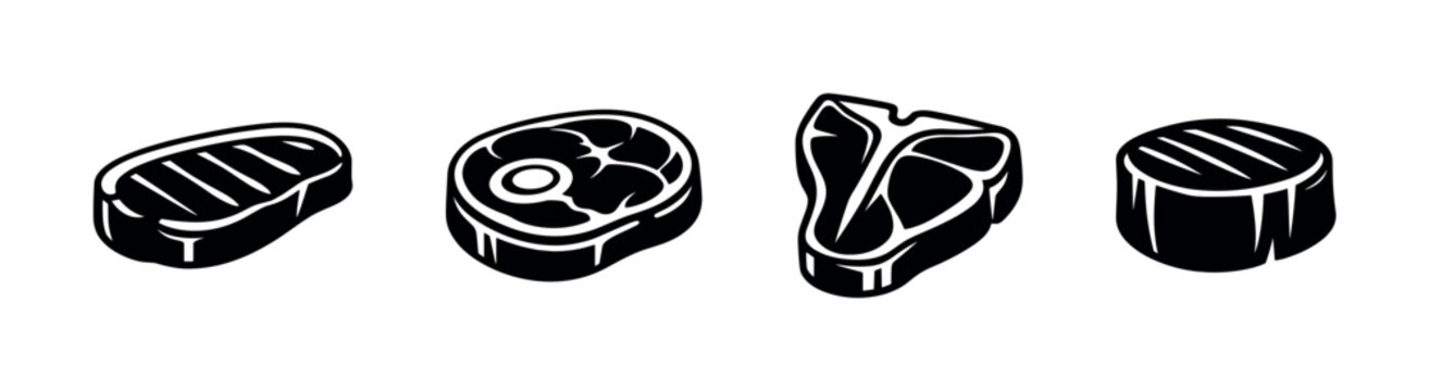 Meat and butchery vector icons set. steak and protein symbols
