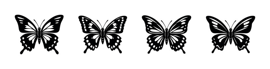 Obraz premium Butterflies vector icons set: insect and nature symbols, decorative designs