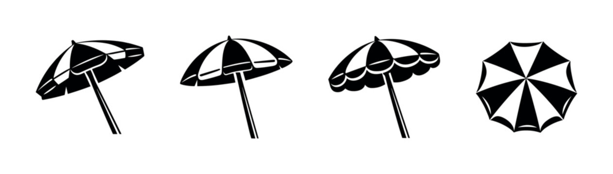Beach umbrella vector icons set. summer and shade symbols collection