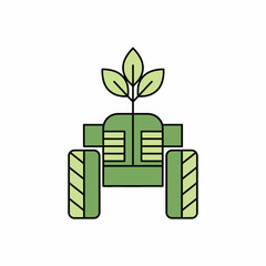Sustainable Agricultural Vehicle Icon with Plant Sprout