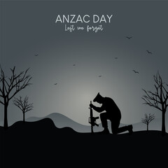 ANZAC Day vector design with poppy flower and remembrance symbols in a clean, respectful style.