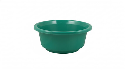 Empty dark teal plastic basin isolated on a white background.