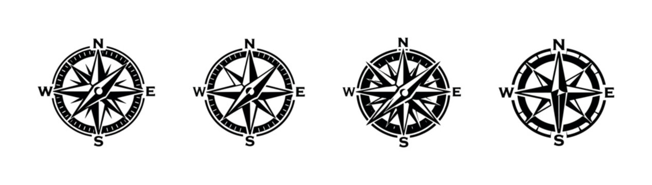 Navigation vector icons set. compass, direction, explorer symbols