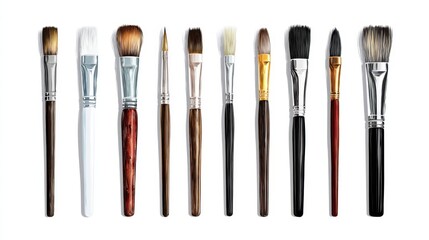 Various artist paintbrushes aligned for painting projects.