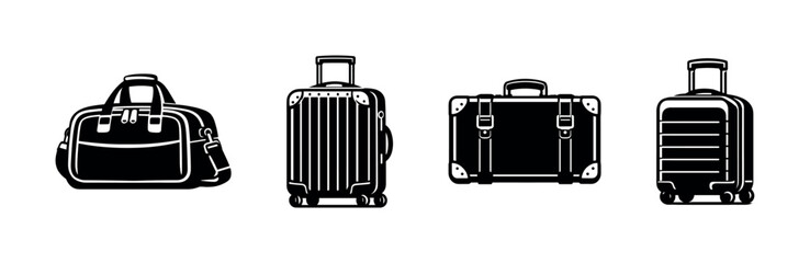 Luggage and travel vector icons set. suitcases and baggage symbols for trip design