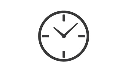 Vector illustration of a minimalist analog clock icon with simple hands on transparent background
