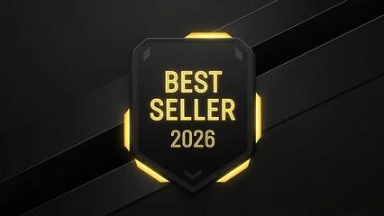 Best seller 2026 award badge with glowing gold text