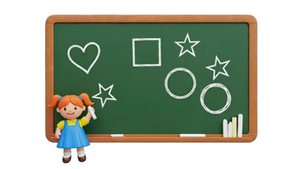 Girl drawing shapes on a chalkboard