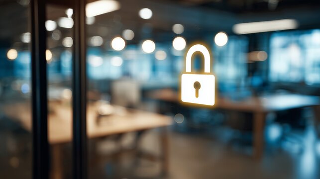 Secure Password Entry with Digital Lock Symbol Depicted on Screen in a Modern Workspace Environment Focused on Cybersecurity Awareness - Powered by Adobe