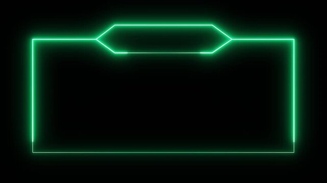 Animated Neon Frame for Live Streaming High-Impact Overlay for Videos. 4k motion graphics animation. Colour Fluorescent Green.