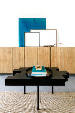 Modern Living Room With Stylish Coffee Table and Decor Elements