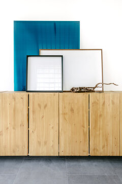 Modern Wooden Storage With empty Frames