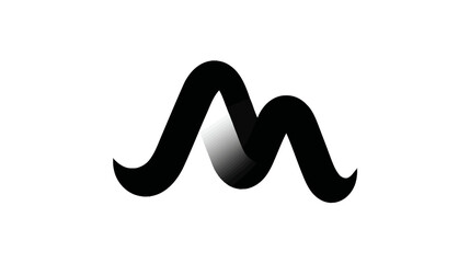 Modern minimalist abstract letter M logo concept with gradient effect, elegant black and white initial monogram symbol.