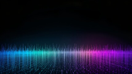 Abstract neon wave pattern with gradient light reflecting on the floor