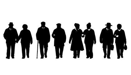 Elderly Couple Walking Silhouette