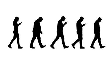 Person Using Smartphone Walking Silhouette