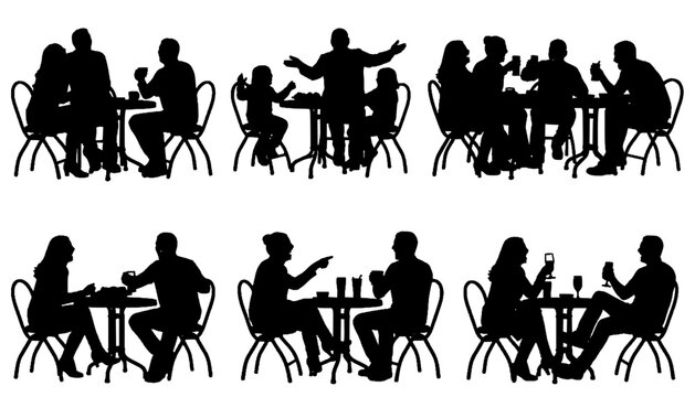 Friends Laughing Cafe Patio Silhouette