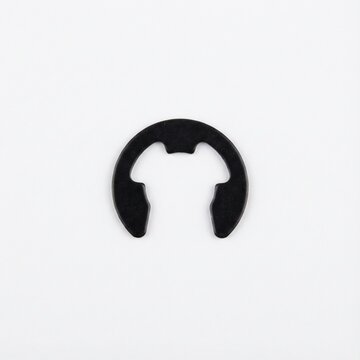 Black Metal E-Clip Retaining Ring Isolated On White