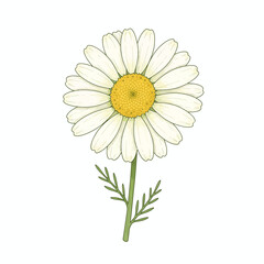 Naklejka premium Illustration of a single daisy flower with white petals and a yellow center