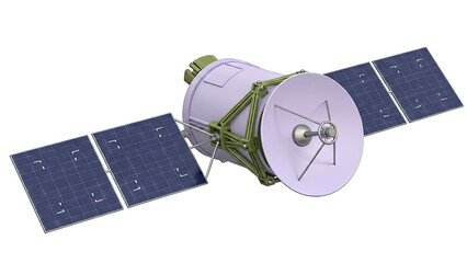 Conceptual Space Satellite with Solar Panels and Dish Antenna