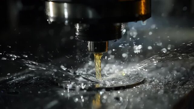 Microdroplet lubrication system in action precisely delivering tiny lubricant particles to machine components enhancing efficiency and lowering wear and tear.