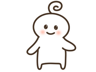 Obraz premium Cute Humanoid Character, Kawaii Simple Illustration