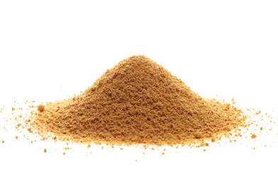 Coconut palm sugar isolated on white background, side view