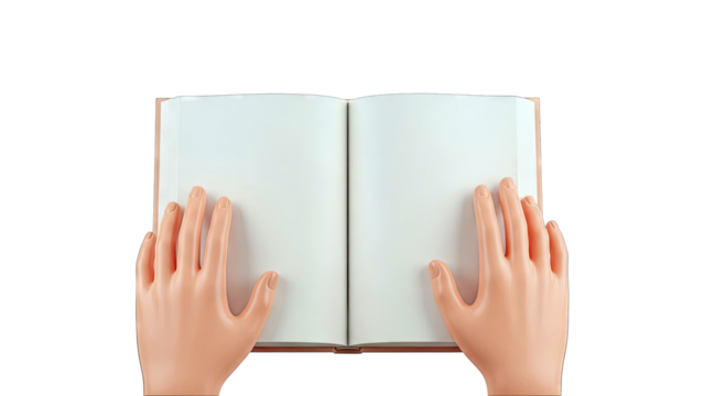 Hands holding an open blank book - Powered by Adobe