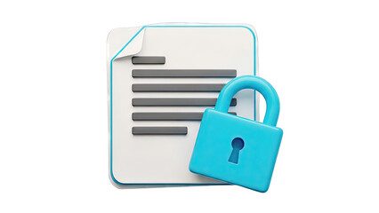 Document security icon with padlock