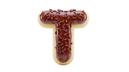 Letter T Cookie with Chocolate Glaze and Sprinkles
