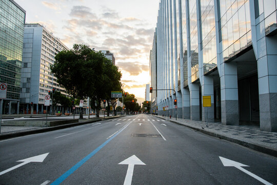 Modern City Street at Dawn