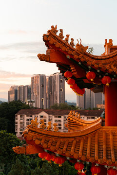 Red Lanterns in Chinese temple. Travel Malaysia