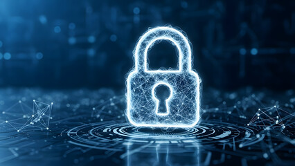 Digital Padlock Icon on Circuit Background