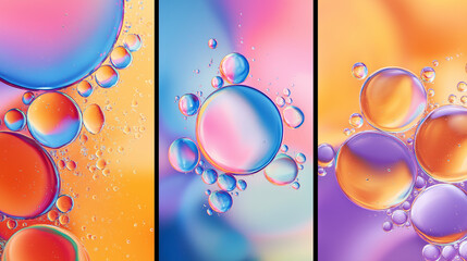 Vibrant Abstract Oil Bubbles Background with Orange, Blue and Purple Colors &ndash; Colorful Liquid Texture, Modern Art, Creative Design and Trendy Visual Concept