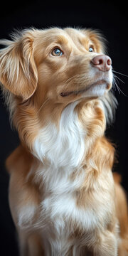Thoughtful Dog Portrait Looking Up in Soft Light
