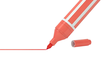 Coral Marker Drawing a Line with Cap Beside