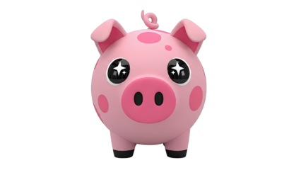 Cute Pink Piggy with Sparkly Eyes