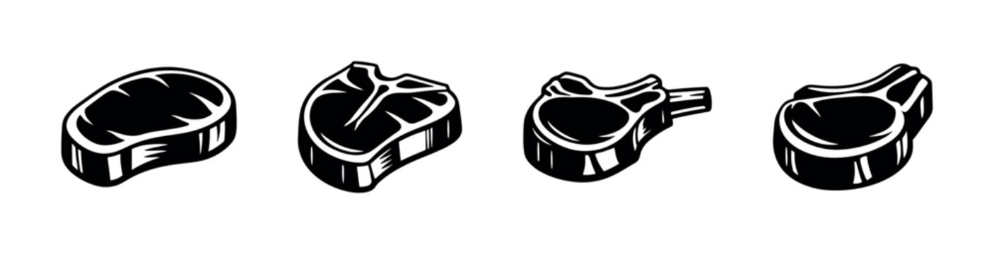 Meat vector icons set. steak, chop, cuts symbols