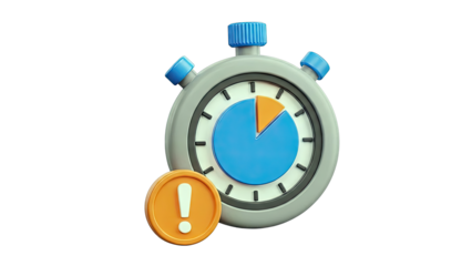 3D Stopwatch Icon with Exclamation Mark