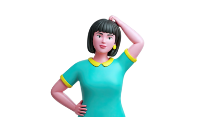 3D Woman Scratching Head