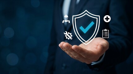 Risk management expert presenting comprehensive workplace safety solutions and health insurance coverage to protect the workforce and minimize occupational hazards.