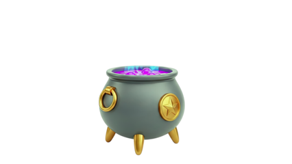 Cartoon Witch Cauldron with Bubbling Potion