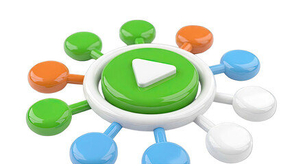 Play Button Icon with Connected Nodes