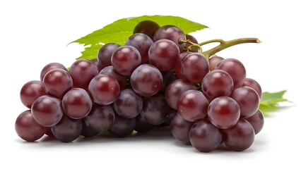 Fototapeta premium Bunch of Fresh Red Grapes with Leaves