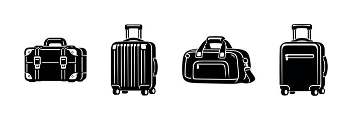 Luggage vector icons set. travel, baggage, suitcase symbols