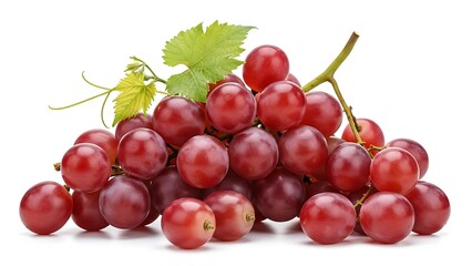 Fresh Red Grapes on White Background