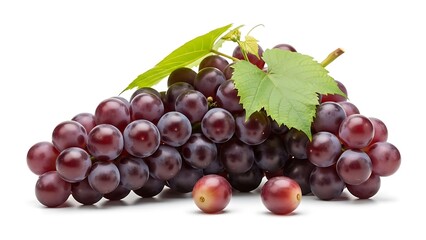 Fresh Cluster of Red Grapes with Leaves