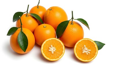 Fresh Oranges with Leaves
