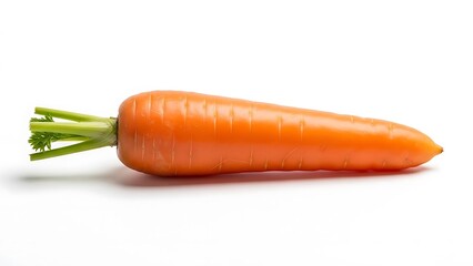 Single Fresh Orange Carrot on White Background