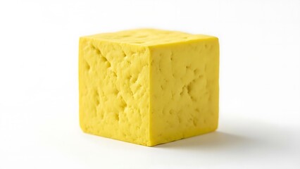 Yellow Cube Object on White Background